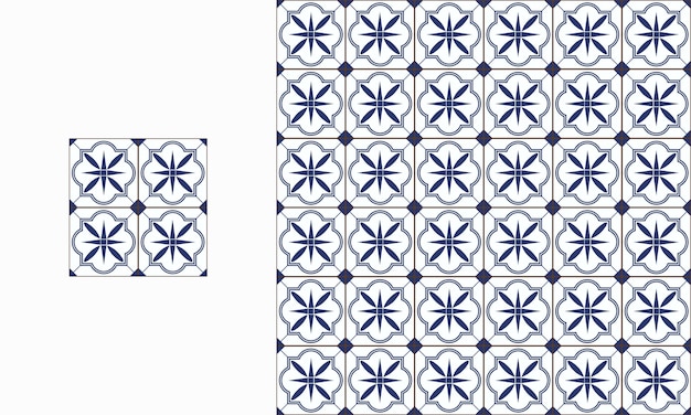 Ilustración cerámica de azulejos decorativos portugueses en estilo decorativo de patrón sin costuras