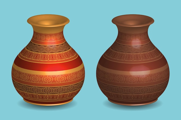 Ilustración de cerámica tradicional, olla de barro para contener agua.