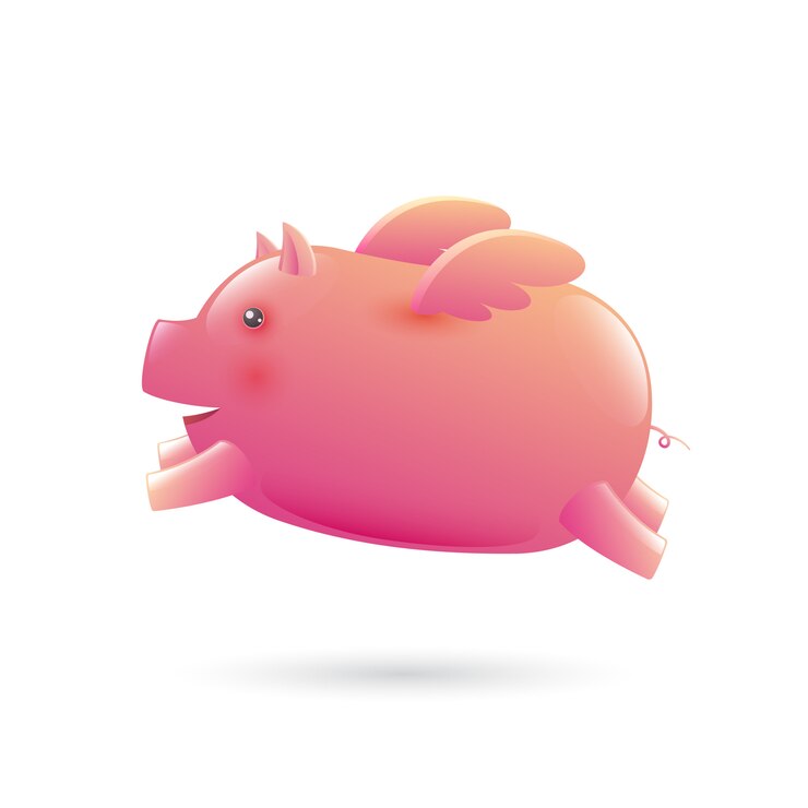Vector ilustración de cerdo con ala