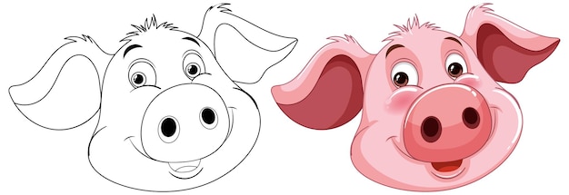 Ilustración de un cerdo animado alegre