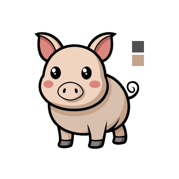 Ilustración de un cerdo de dibujos animados