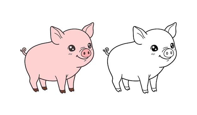 Ilustración de un cerdo de dibujos animados