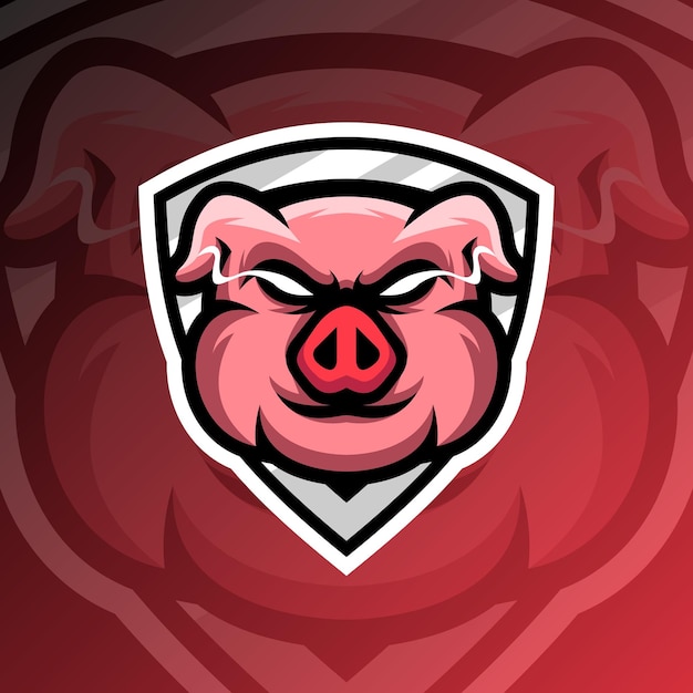 ilustración de un cerdo en estilo de logotipo de esport