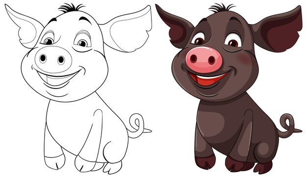 Ilustración de cerdos animados alegres