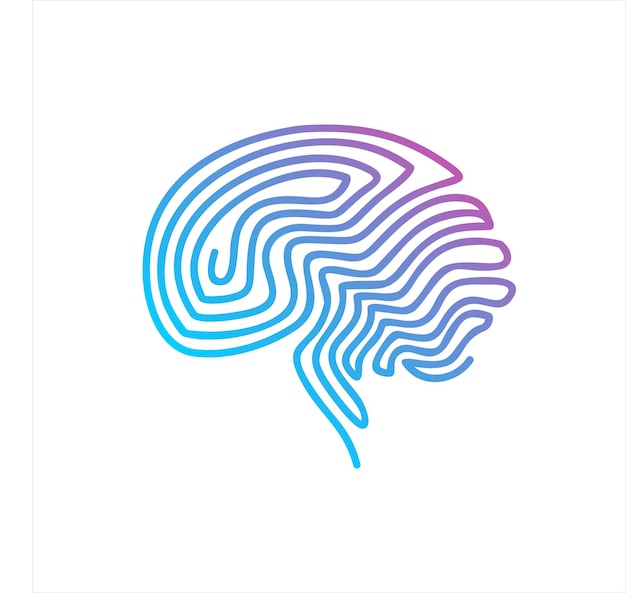 ilustración de cerebro 2 mezcla de azul claro y violeta claro con datos complejos en él