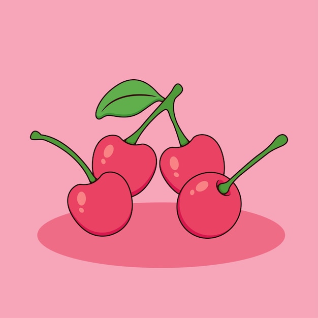 Ilustración de cereza con estilo de dibujos animados