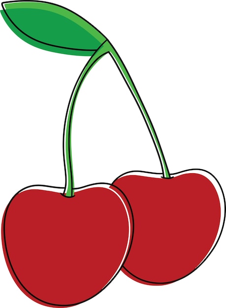 ilustración de cereza roja. estilo de dibujos animados de cereza roja. concepto de fruta plana