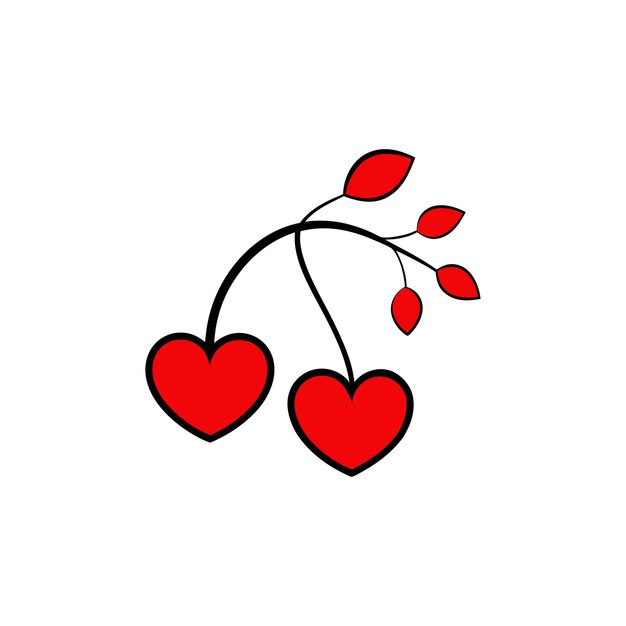 Ilustración de las cerezas de dos corazones