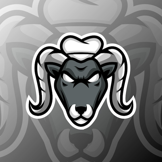 ilustración de un chef de cabra en estilo de logotipo de esport