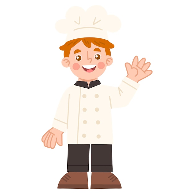 Ilustración de un chef masculino amistoso saludando