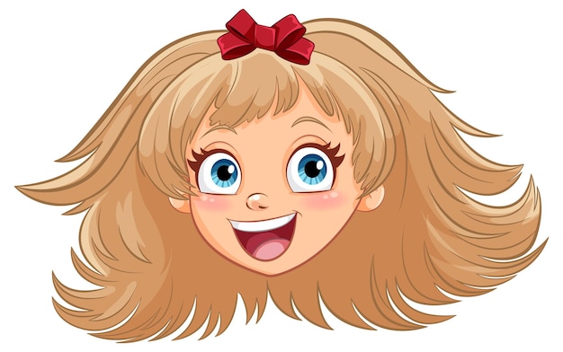 Ilustración de la chica alegre con el pelo rubio