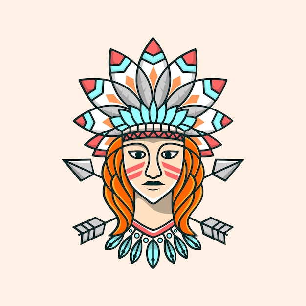 Ilustración de chica de apache de belleza