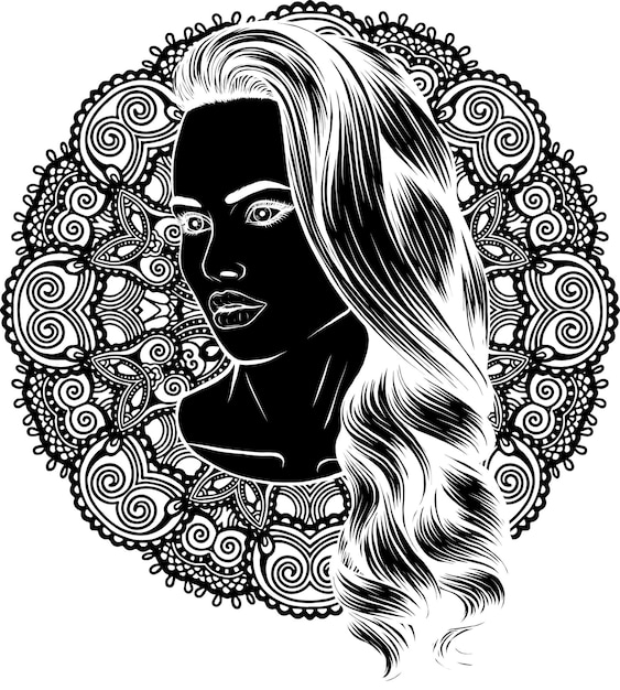 Ilustración de una chica de calavera mexicana con decoración