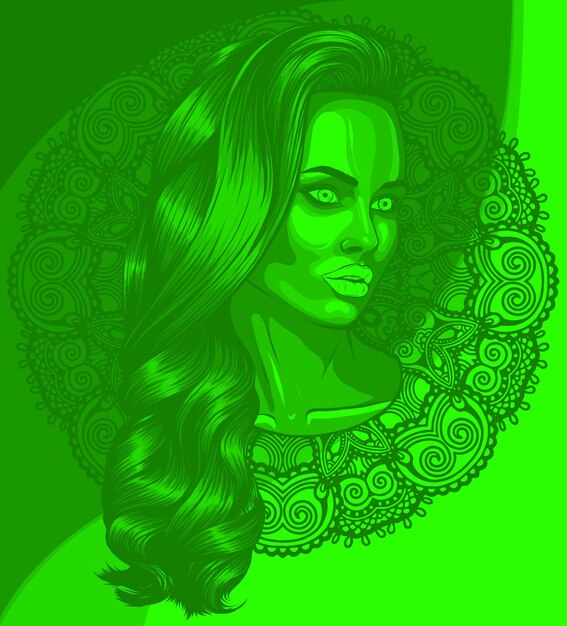 Vector ilustración de chica calavera mexicana con decoración