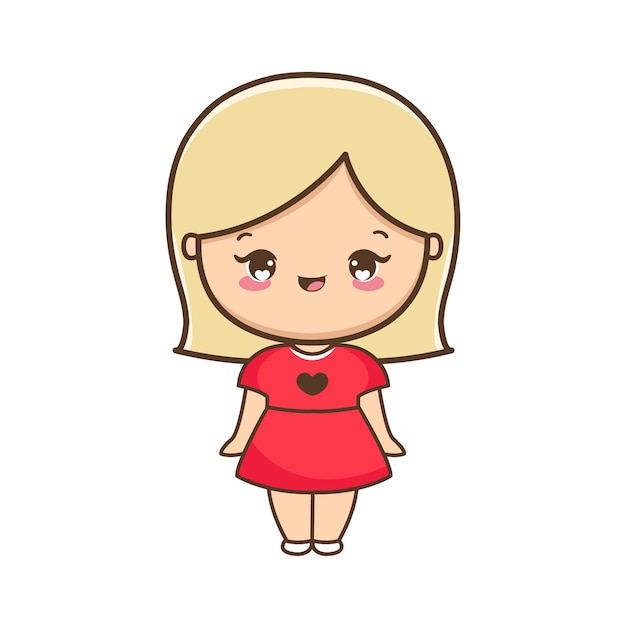 La ilustración de la chica chibi Vector