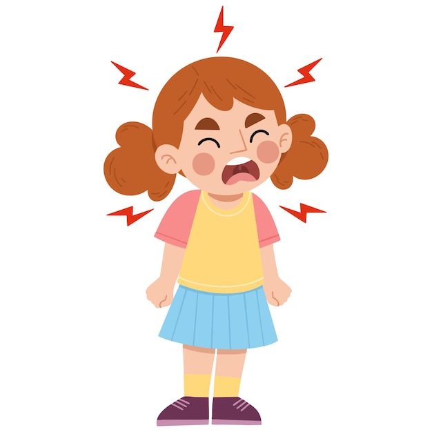 Ilustración de una chica con una expresión enojada