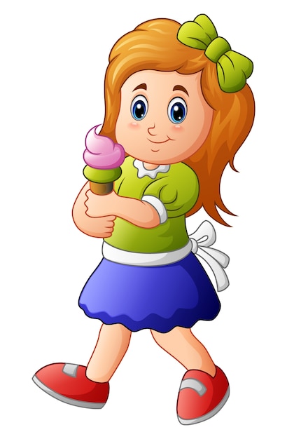 Vector ilustración de chica joven con helado