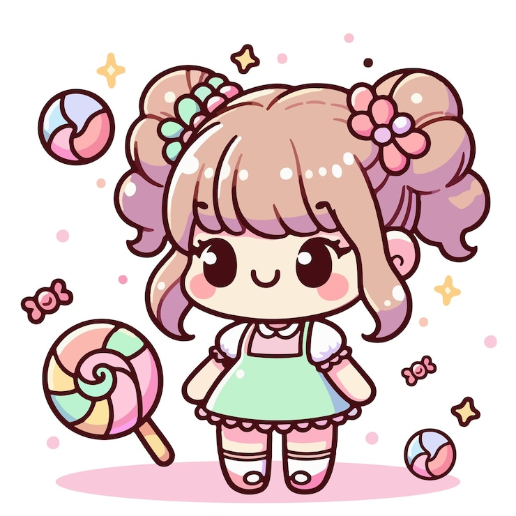 Ilustración de la chica kawaii