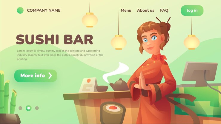 Ilustración de una chica en kimono para el sitio web
