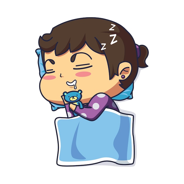 Ilustración de una chica linda durmiendo