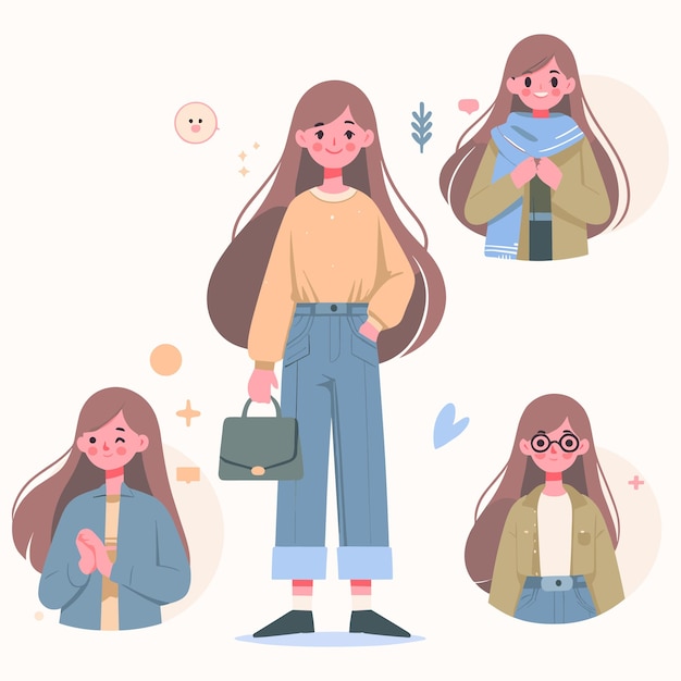 Ilustración de chica de moda