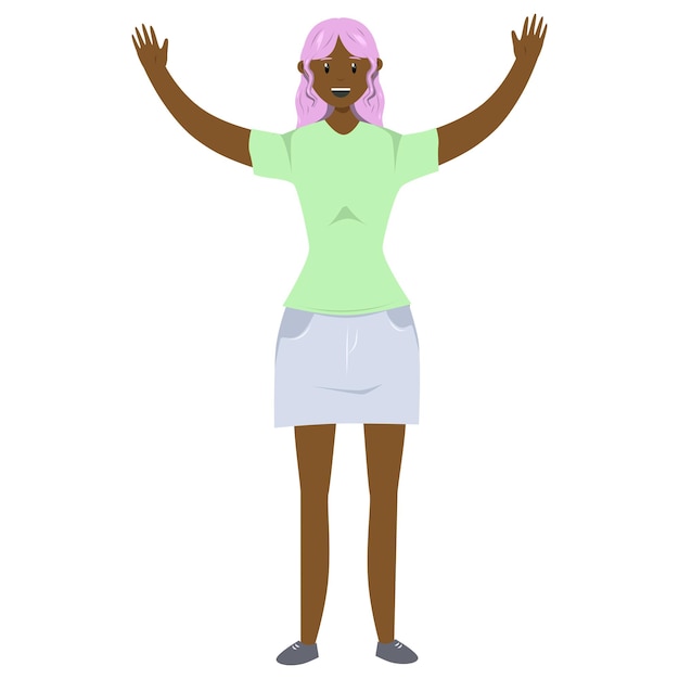 Ilustración de una chica negra en estilo plano Ilustración plana sobre el tema de la positividad corporal