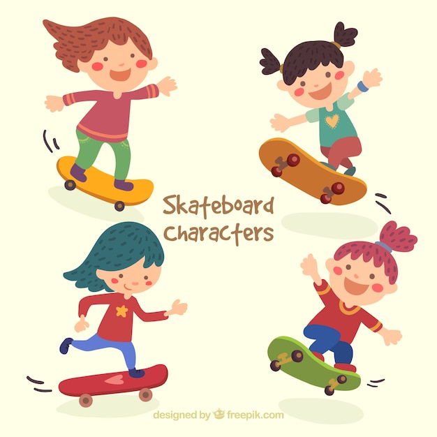 Ilustración de chica patinadora