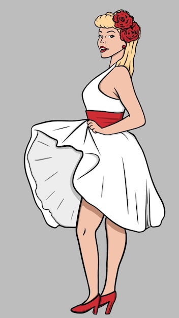 Ilustración de una chica pin up