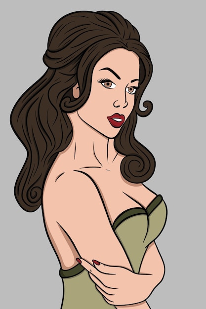 Ilustración de una chica pin up