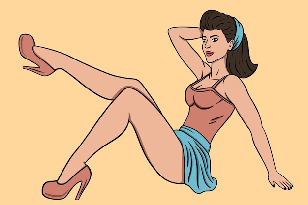 Vector ilustración de una chica pin up