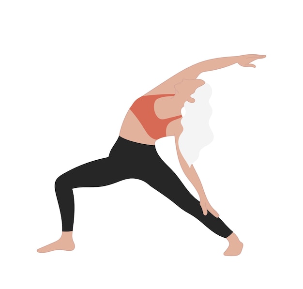 Vector ilustración de una chica en una pose de yoga