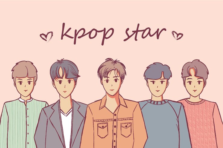 Vector ilustración de chico de grupo estrella kpop