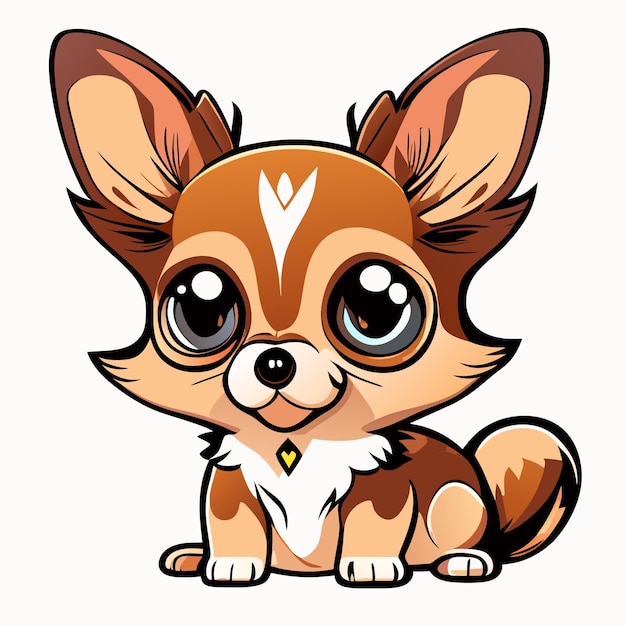 Vector ilustración de chihuahua de dibujos animados dibujados a mano