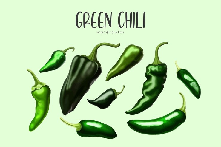 Vector ilustración de chile verde acuarela en fondo simple aislado