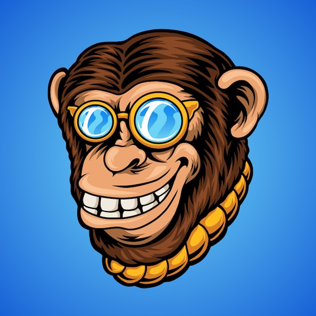 Vector ilustración de chimpancé sonriente