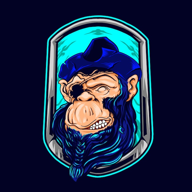 Vector ilustración chimpanse de los piratas