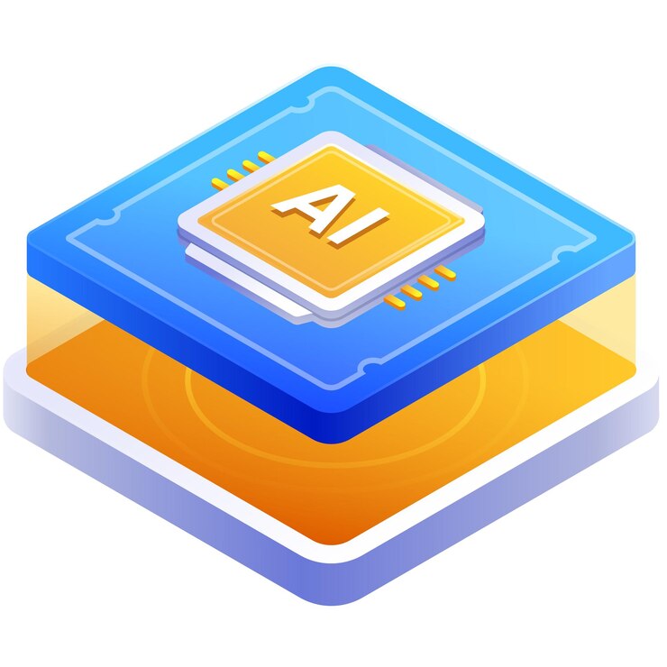 Vector ilustración de chip de inteligencia artificial isométrica