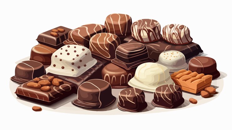 Vector ilustración de chocolates sobre un fondo blanco