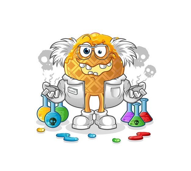 La ilustración del científico loco waffle. vector de personaje