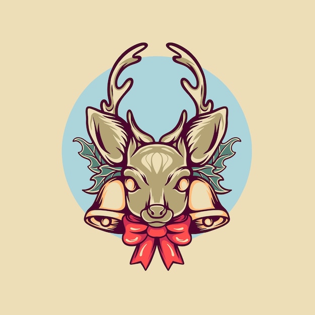 Ilustración del ciervo y las campanas de Navidad