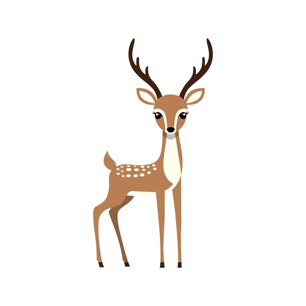 Ilustración de ciervo de vector plano minimalista en fondo blanco Diseño estilizado simple Colores en negrita Estética limpia Vector de animal Vector de animales