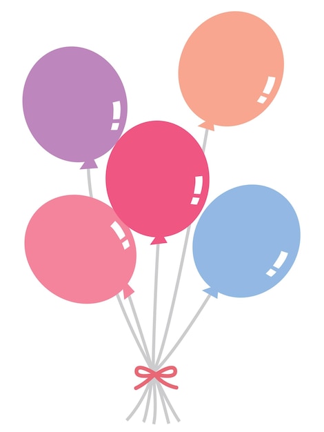 Ilustración de cinco globos de colores