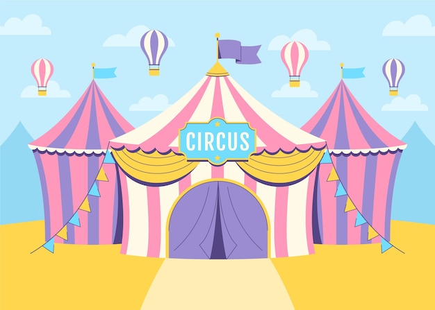 Vector ilustración de circo rosa dibujado a mano