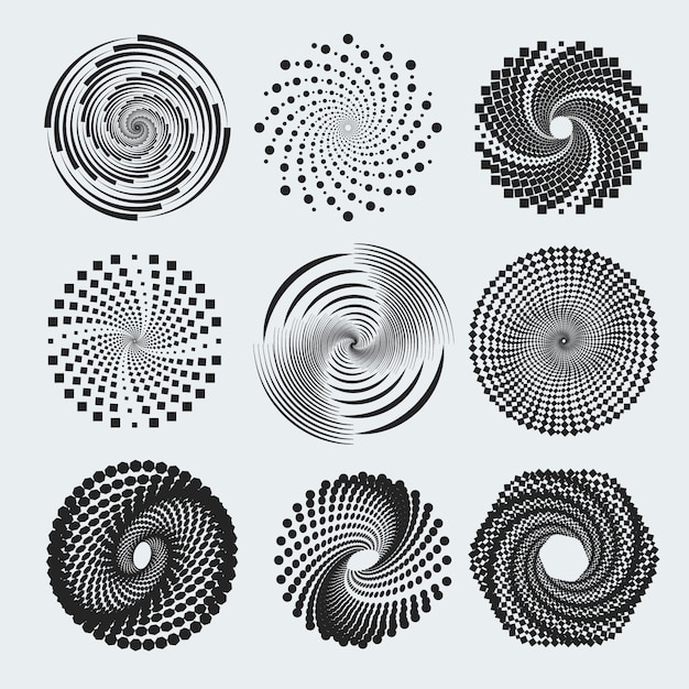 Vector ilustración de círculo espiral de diseño plano