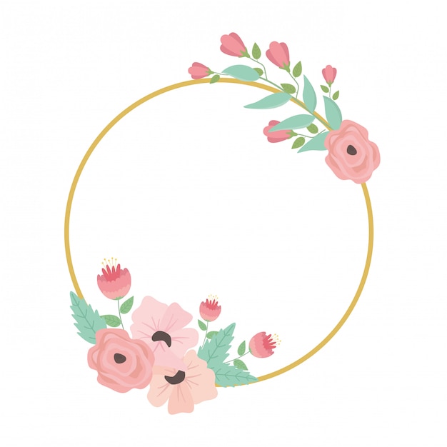 Ilustración de círculo de flores aisladas