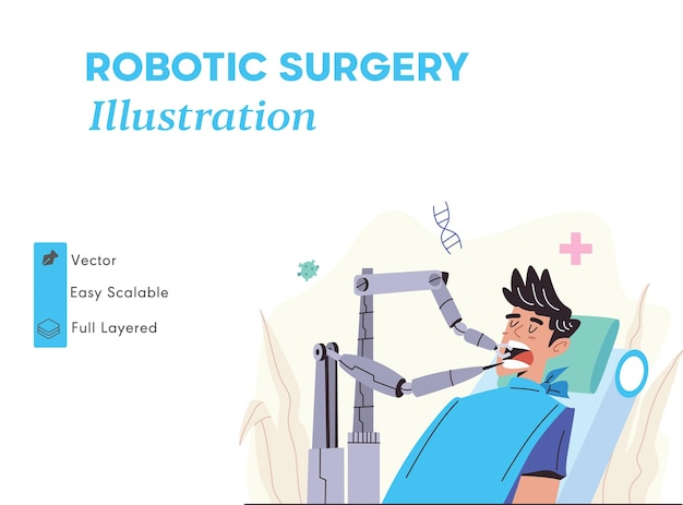 Ilustración de cirugía robótica vectorial