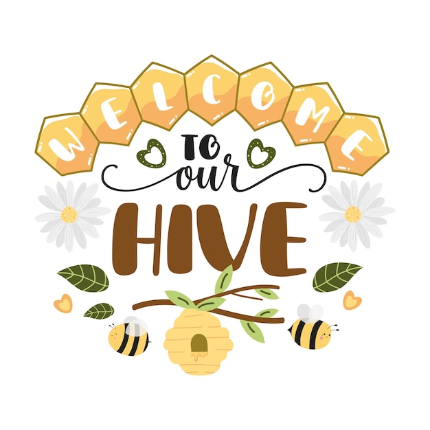 Ilustración de citas de abejas Diseño de citas inspiradoras motivacionales con ilustración de abejas