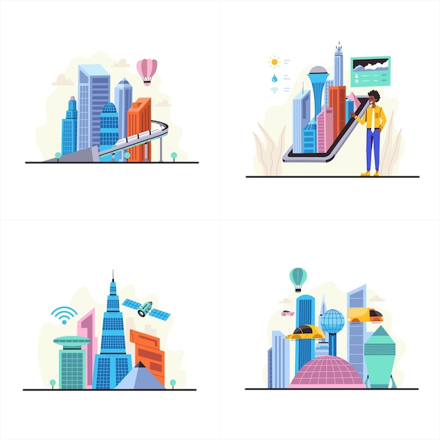 Vector ilustración de la ciudad inteligente 1