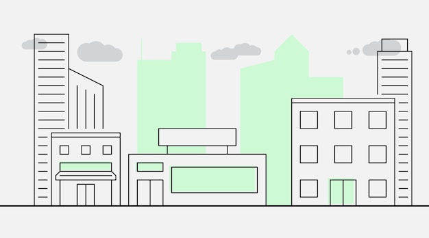 Ilustración de la ciudad moderna Ideal para viajes de negocios o proyectos de estilo de vida urbano