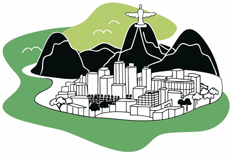 Vector ilustración de la ciudad de río de janeiro sobre fondo blanco